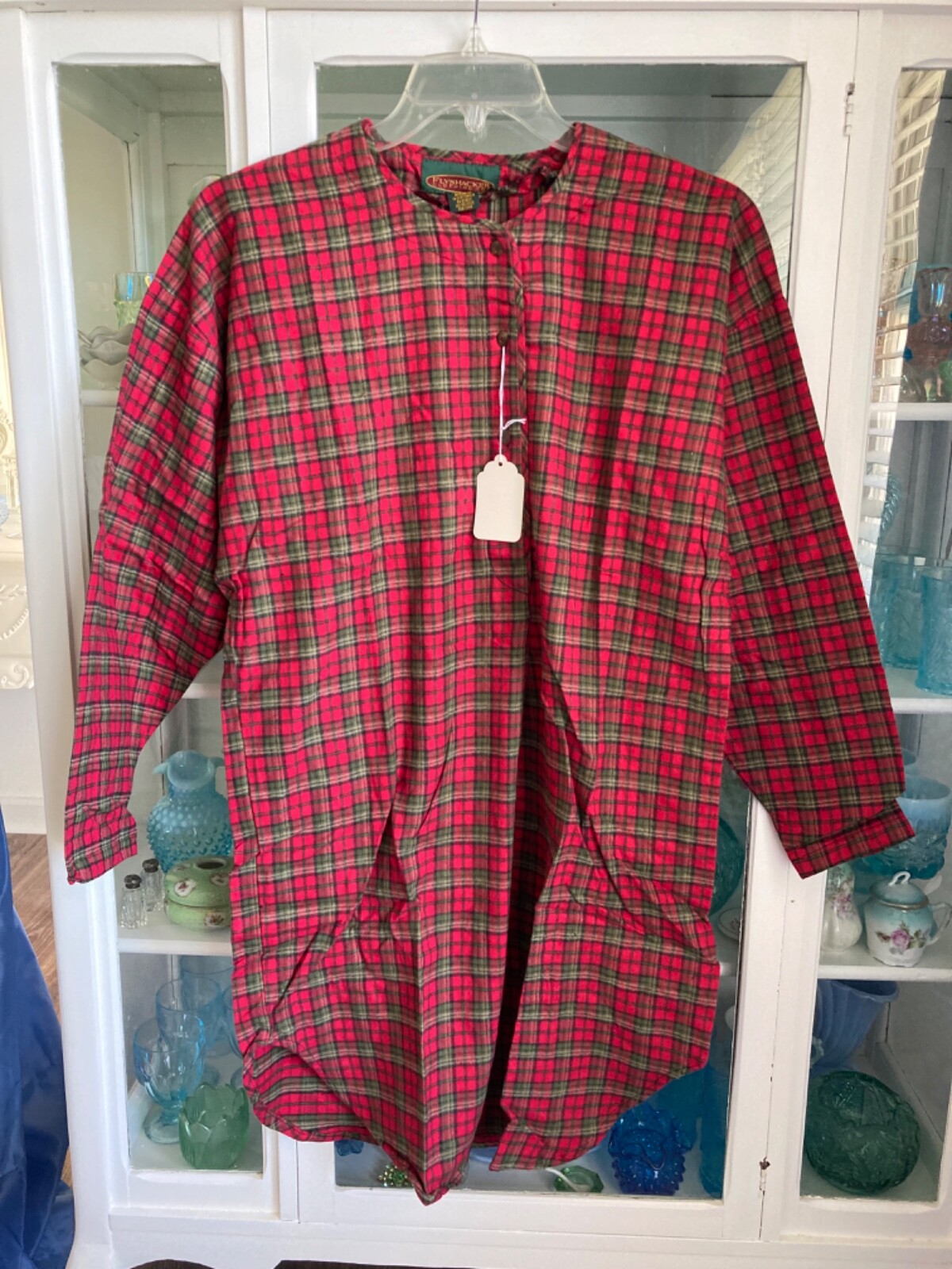 New Vintage Flyshacker Clothing Co Flannel Sleep Shirt Red Tartan Plaid S