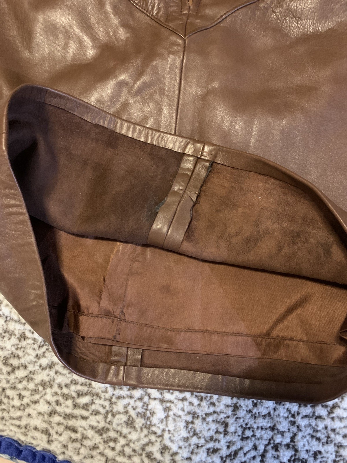 Vakko Size 2 Woman’s Vintage Brown Genuine Leather Pencil Skirt High Waist Midi