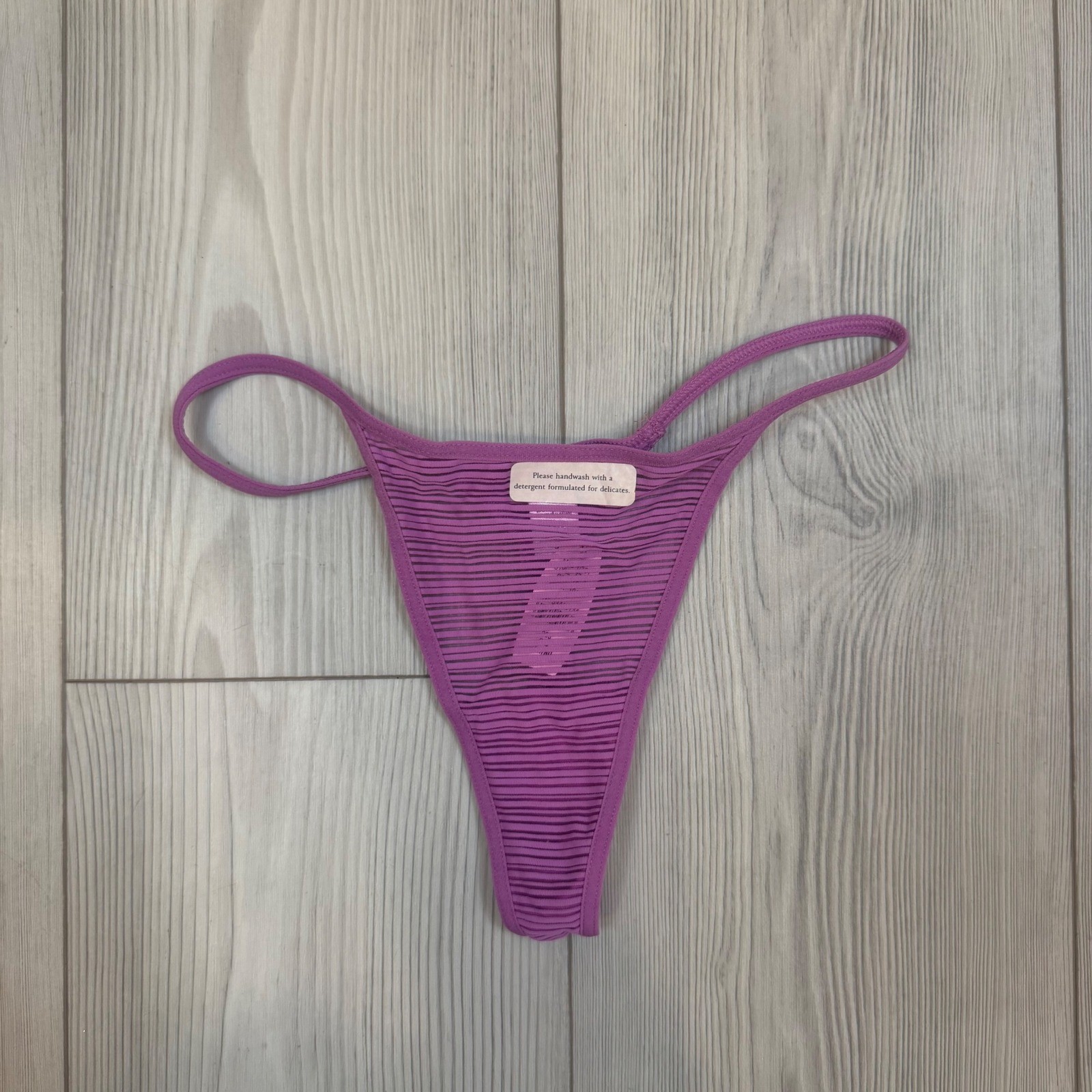 Vintage Victoria’s Secret Purple Mesh Striped Thong Panty Y2K 2000 NWT Small