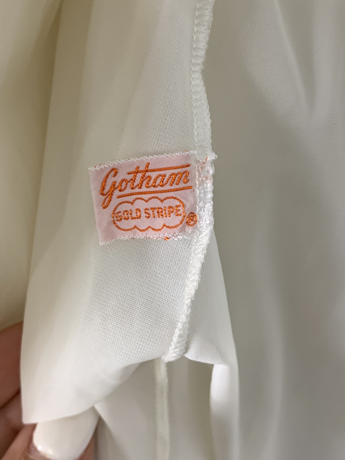 VTG Gotham gold stripe peignoir robe gown babydoll nylon slip roses chiffon 60s
