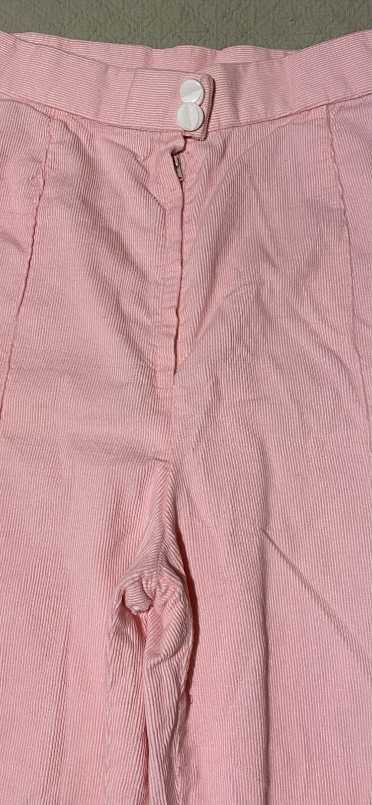 VTG Handmade Light Corduroy Pink Pleated High Waisted Wide Leg Pants- Slacks Lrg