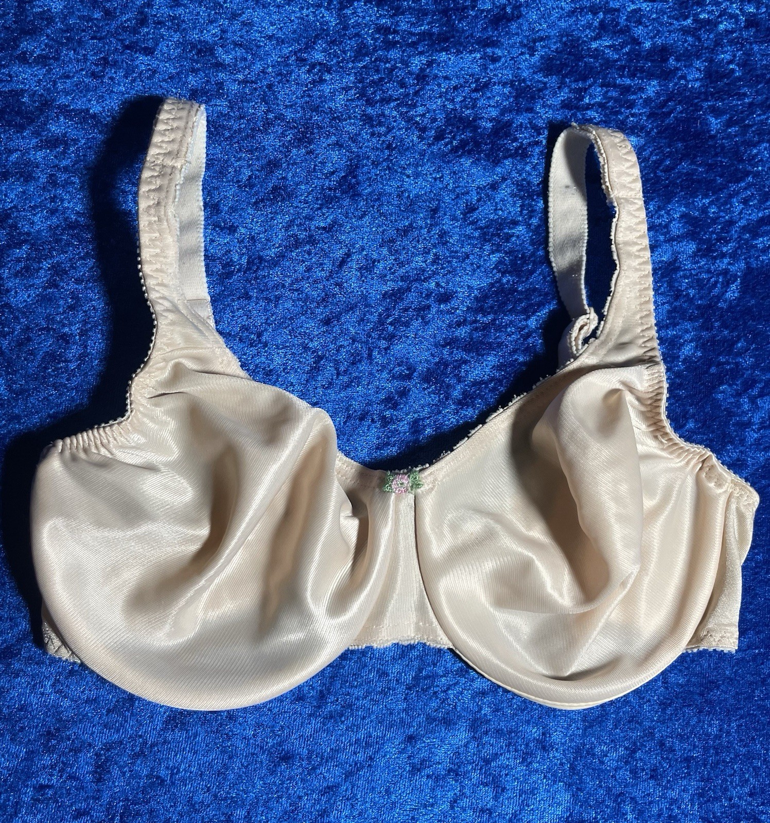 Vintage Olga Bra 32d Shiny Beige Nylon Underwire Lined Lingerie