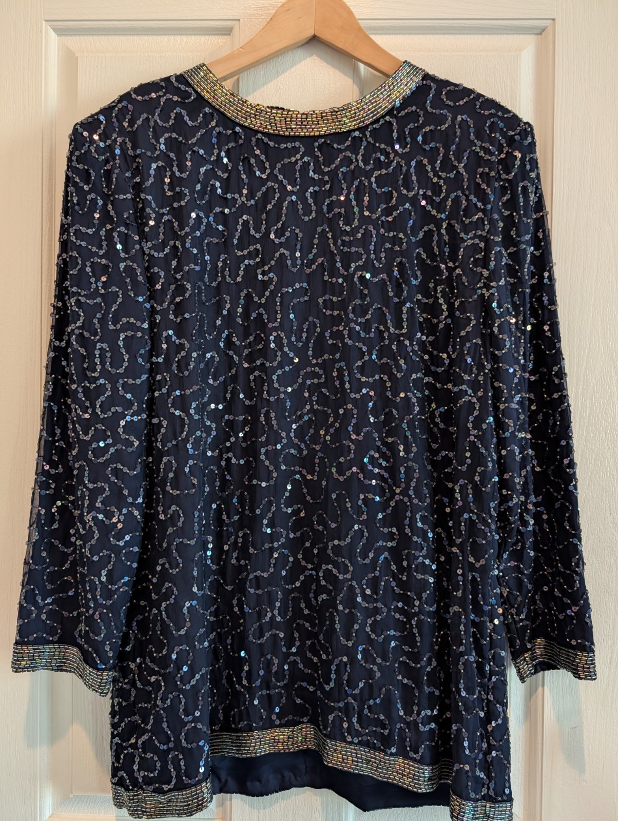 NWT- Vintage Ivana Handmade Sequined 100% Silk Size 16