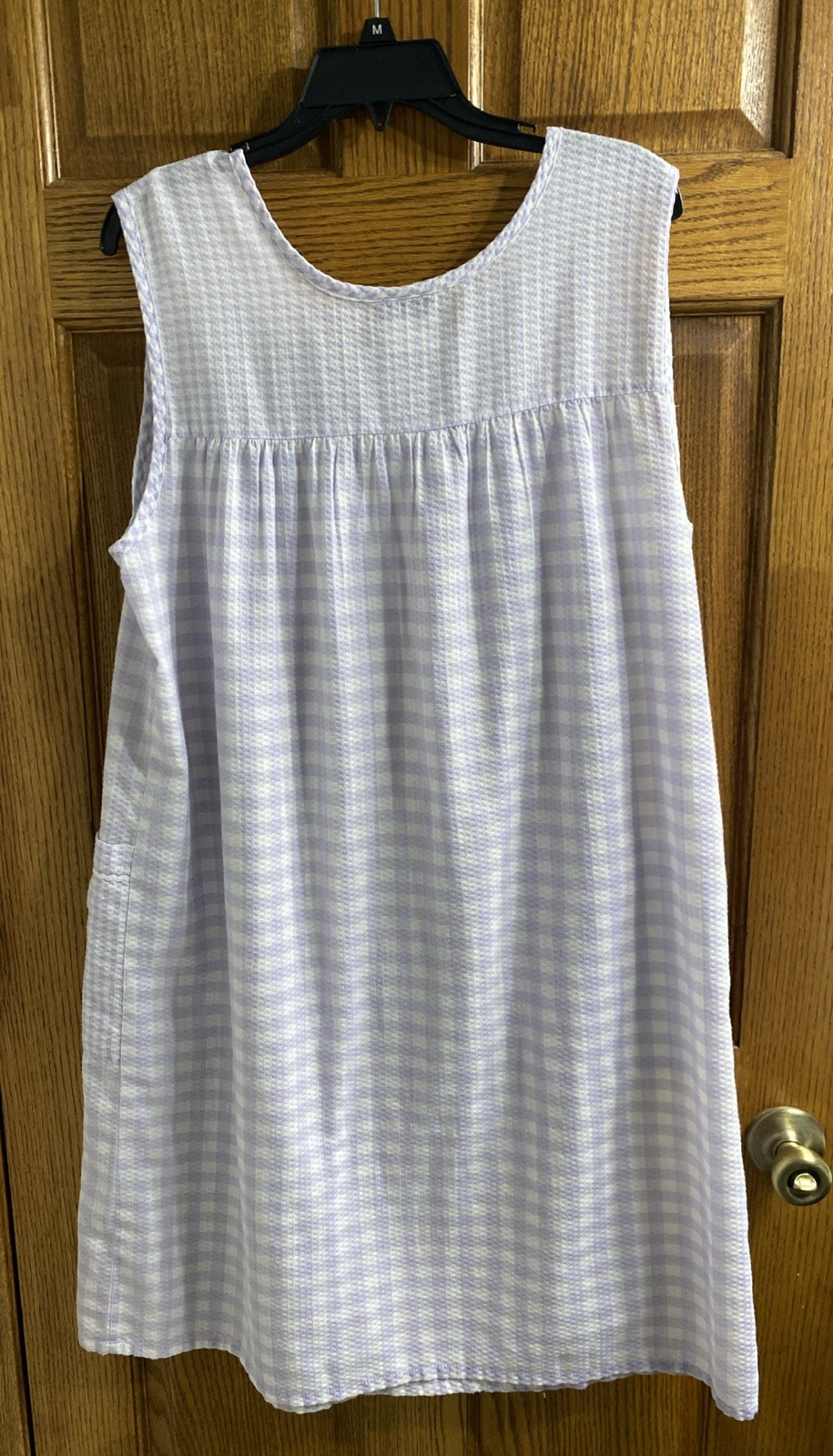 2 Vtg 80s Granada USA Checked Gingham Ric-Rack Trimmed Housedress Pockets Zip