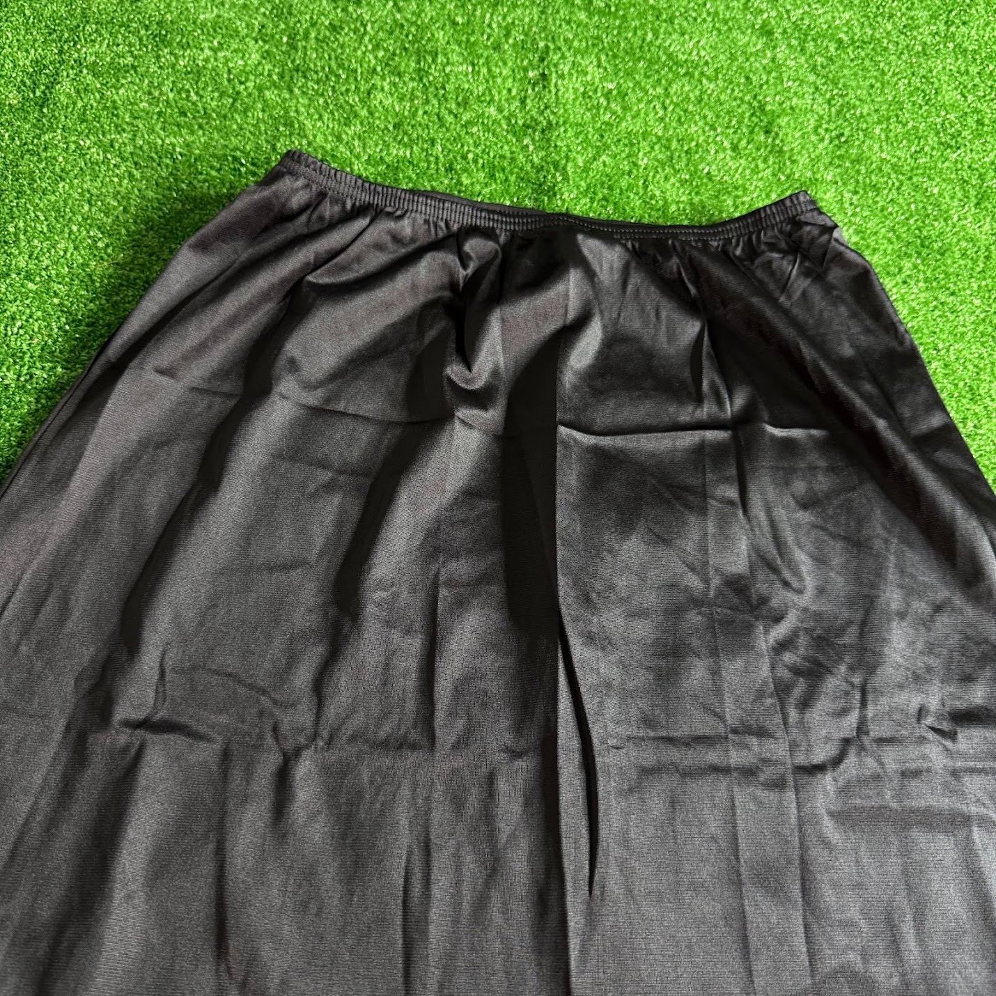 Vintage Vassarette Black Nylon Tricot Lace Details Half Slip Made in USA Size M