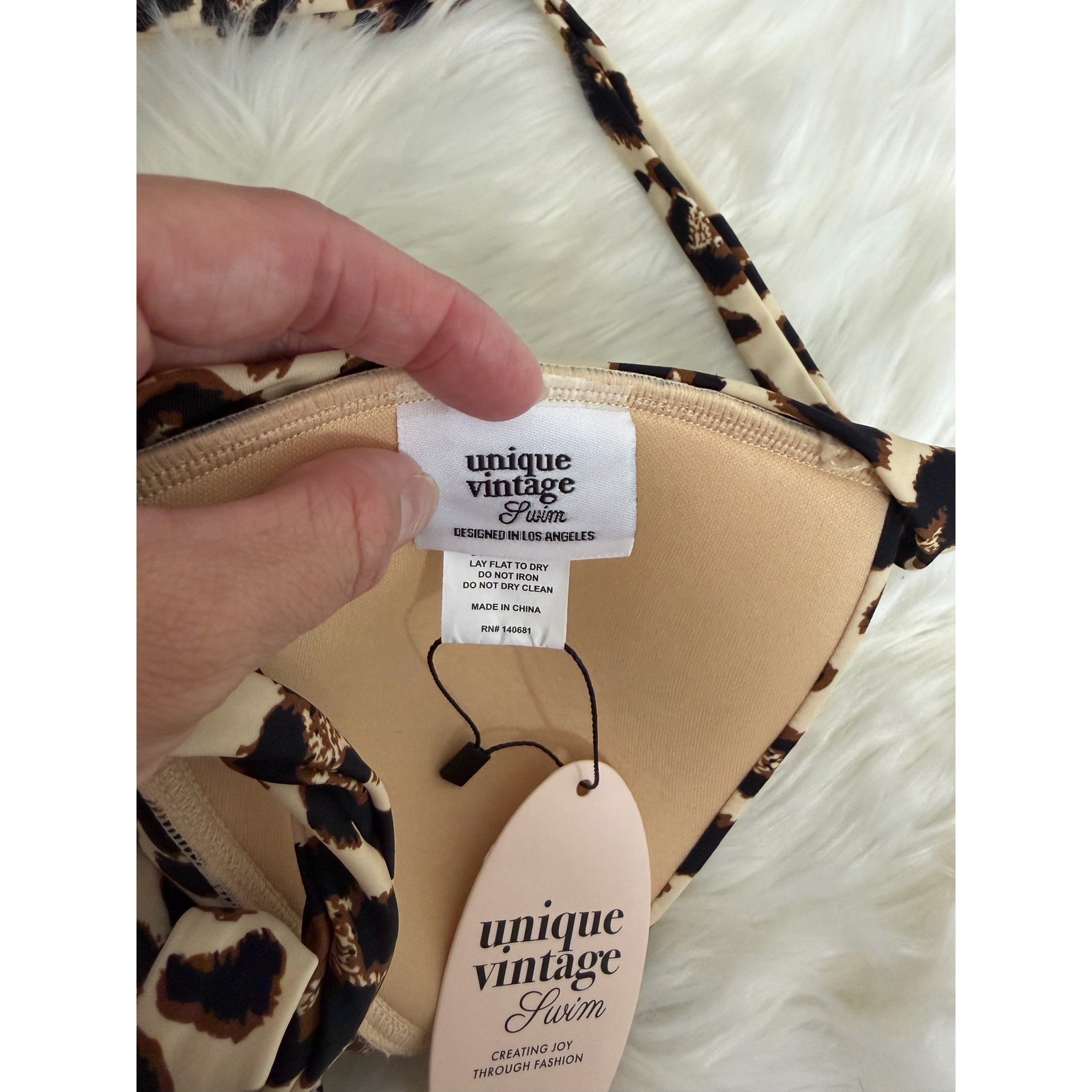 NWT – Unique Vintage – Monroe Leopard Print Bikini Top Sz M *TOP ONLY*