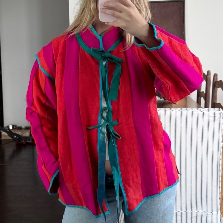 Vintage Rare Space Islands Light Industries Striped Handwoven Jacket