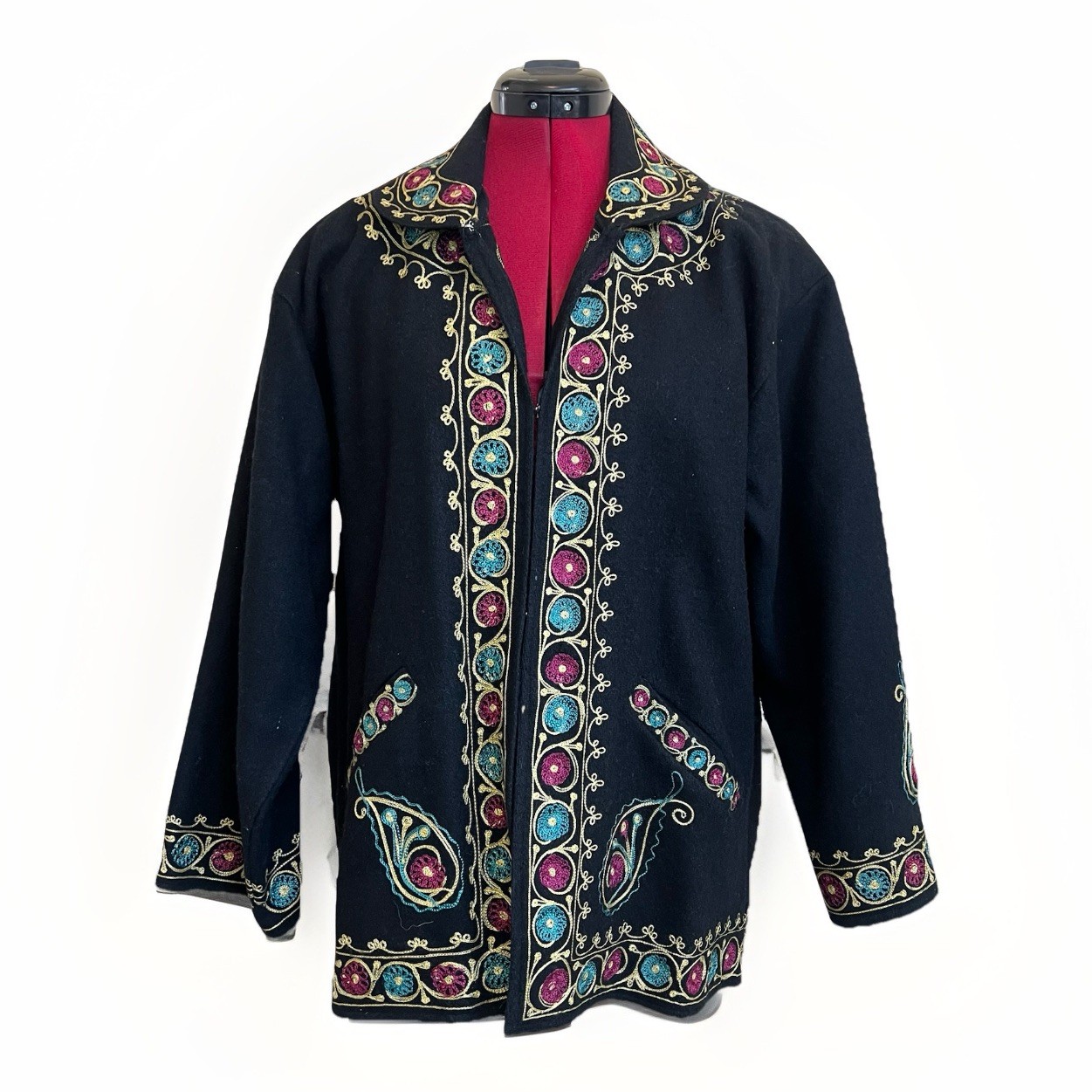 Unique Vintage Wool Embroidered Jacket 90s PASSPORTS OF PIER 1 Indian Women’s L
