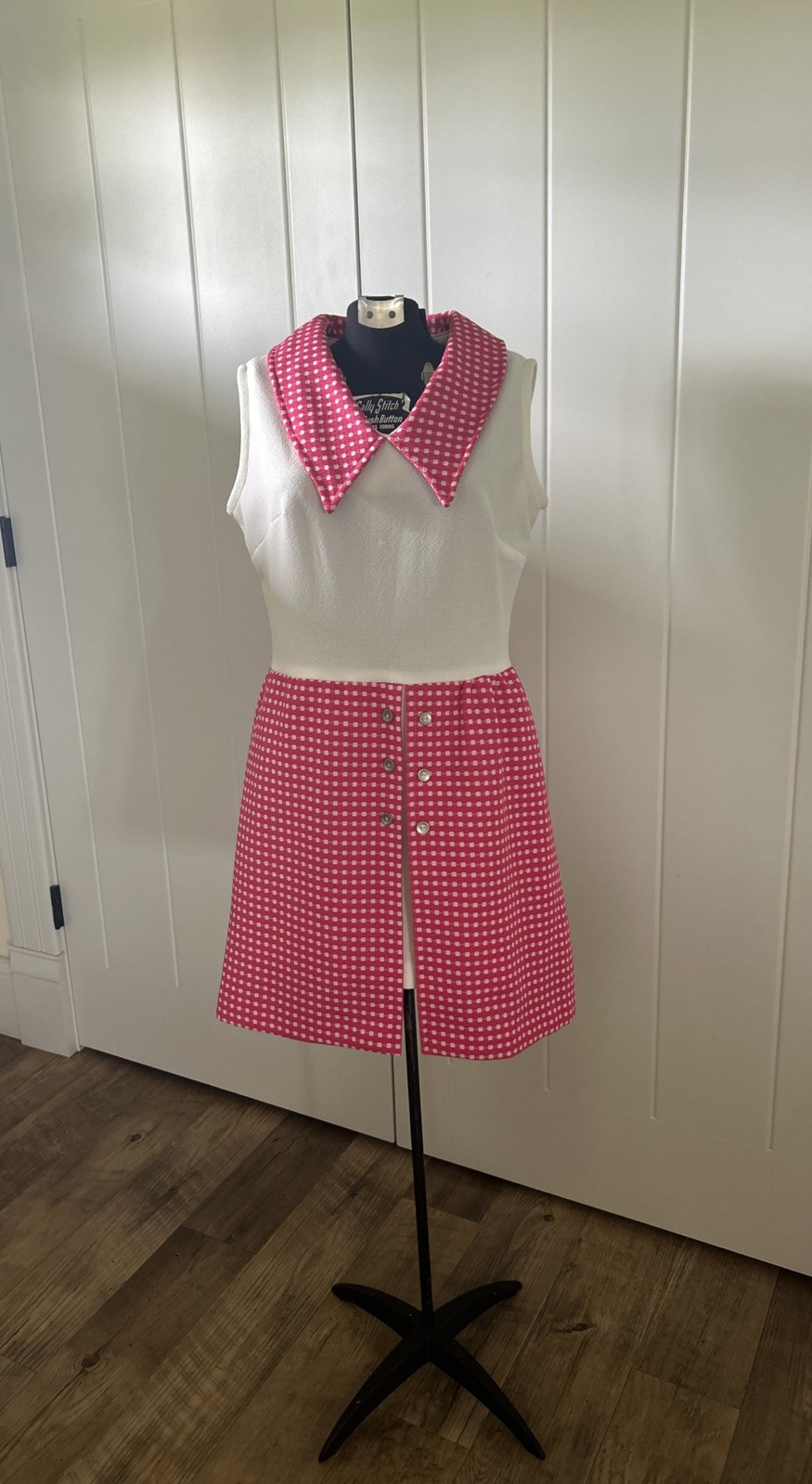 Vintage 1960’s Mod Skort Dress Hot Pink Gingham Vtg. Size 16
