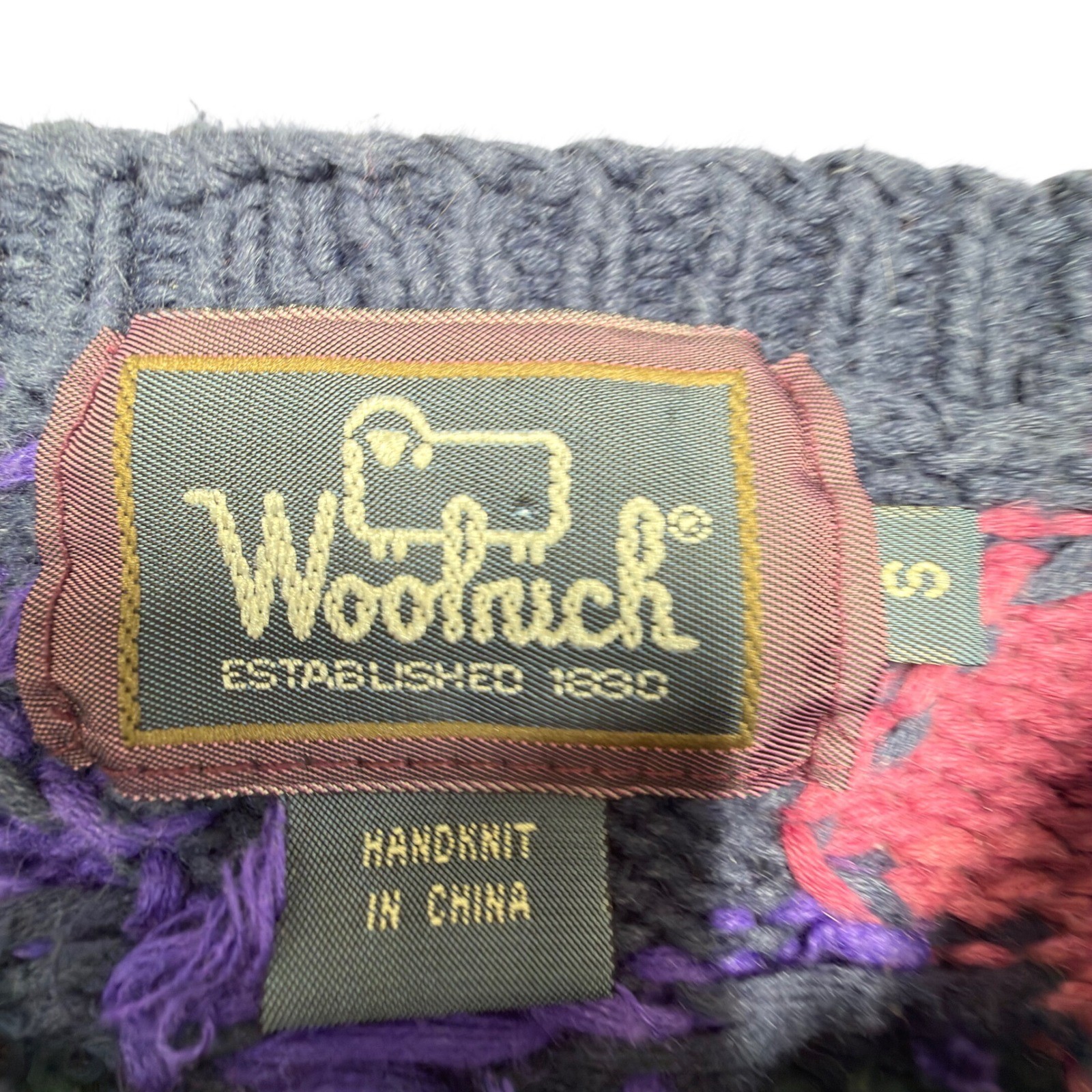 Woolrich Floral Hand Knit Wool Sweater Women’s Small Vintage Cottagecore Chunky