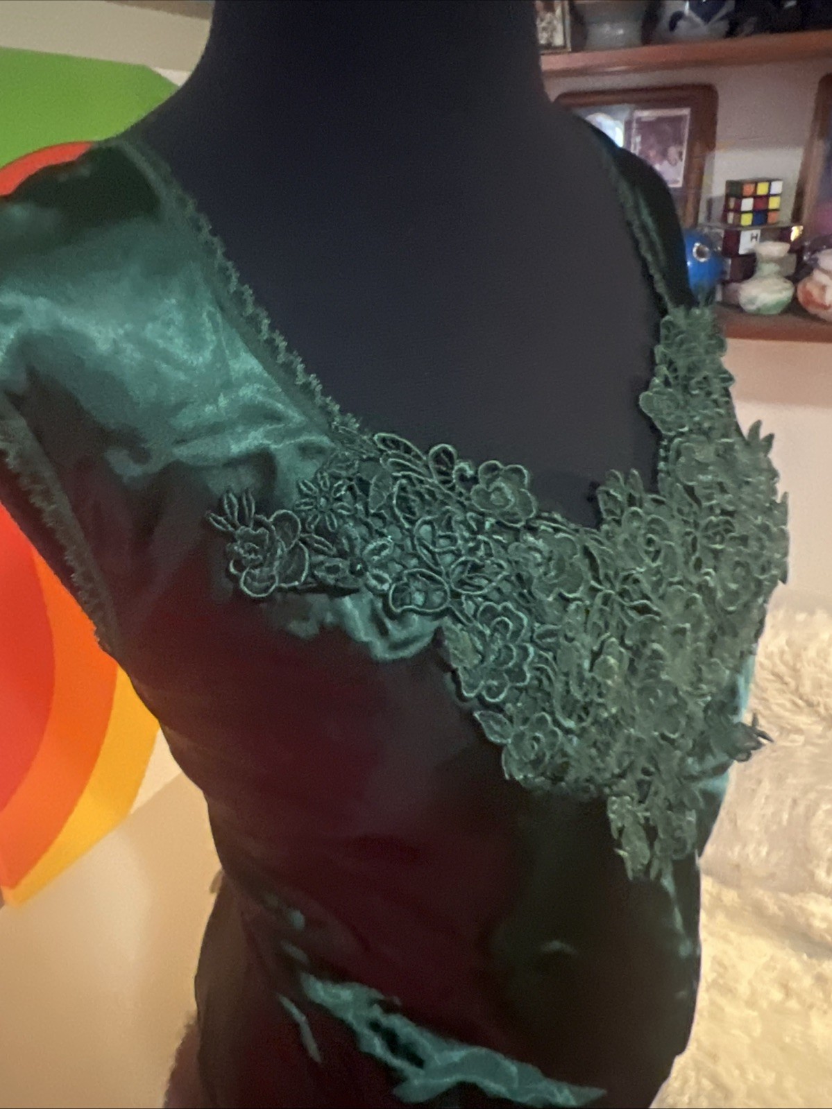 Vtg Escapades Suit Camisole Tank Glossy Slippery Smooth Satin Green XL USA