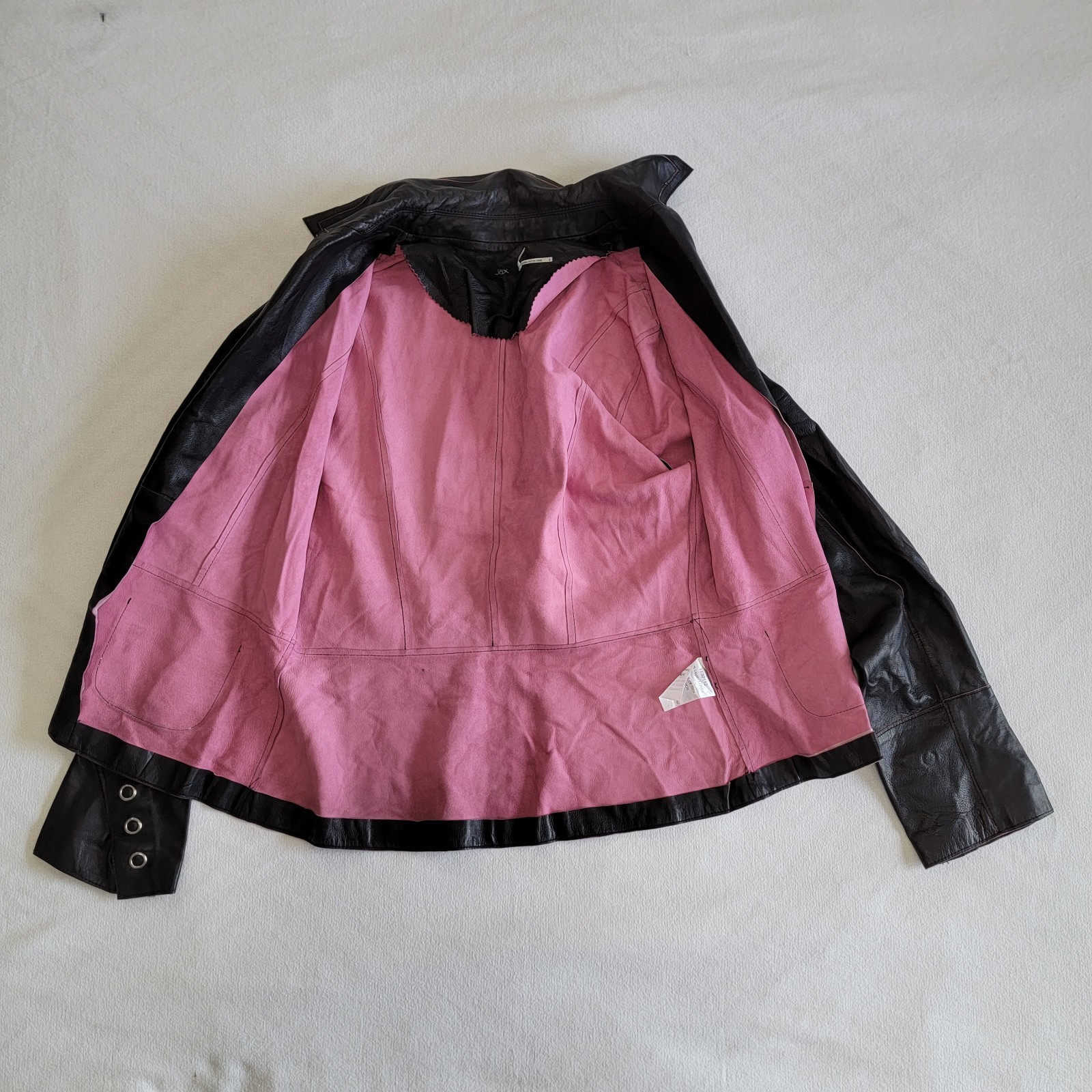 VTG 90s Jax Black Lambskin Leather Blazer Soft Tailored Short Jacket Womens S/M