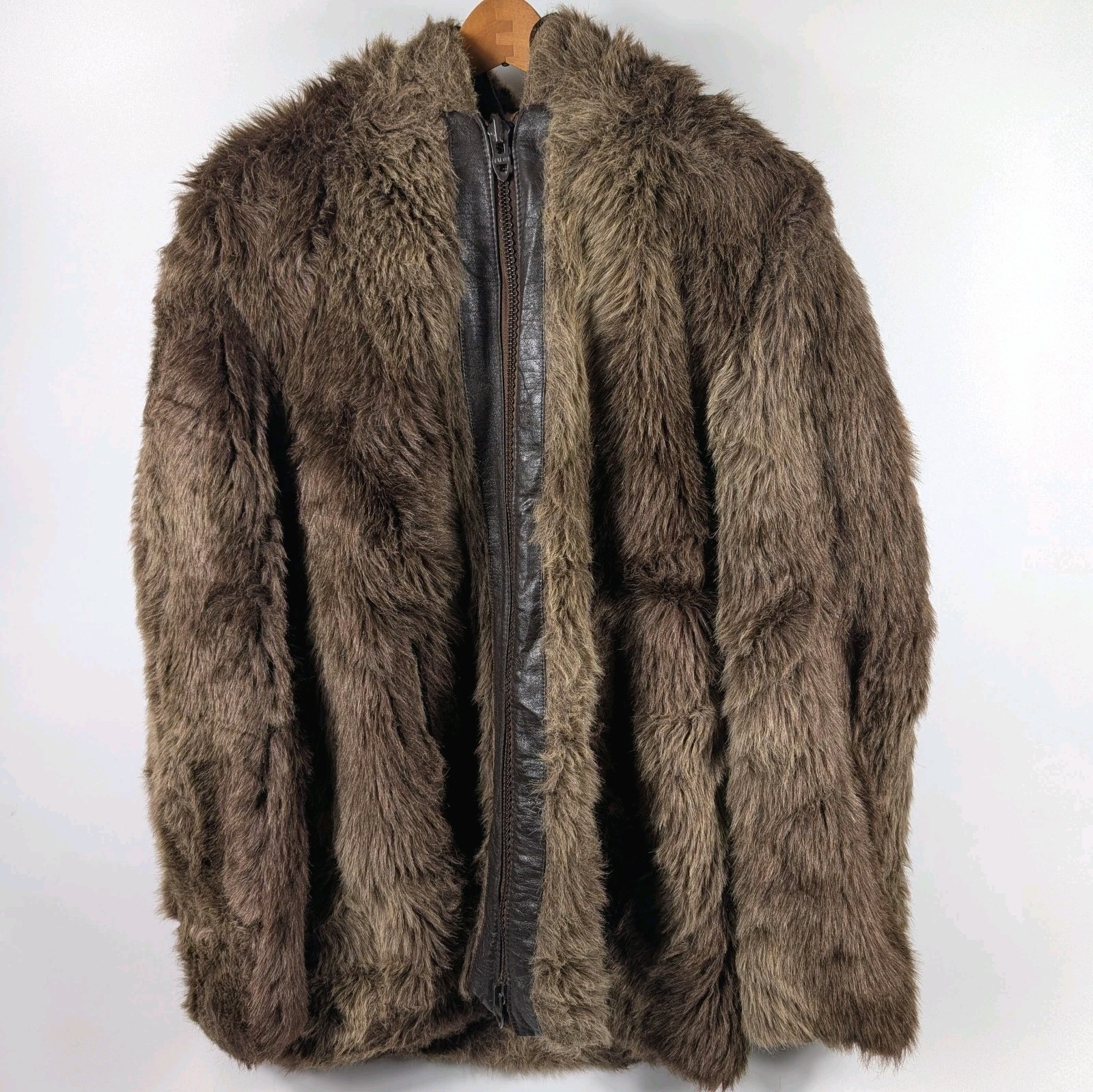 VTG Cooper Sportswear Faux Fur Jacket Hooded Boho Penny Lane Coat 70s 80s USA L