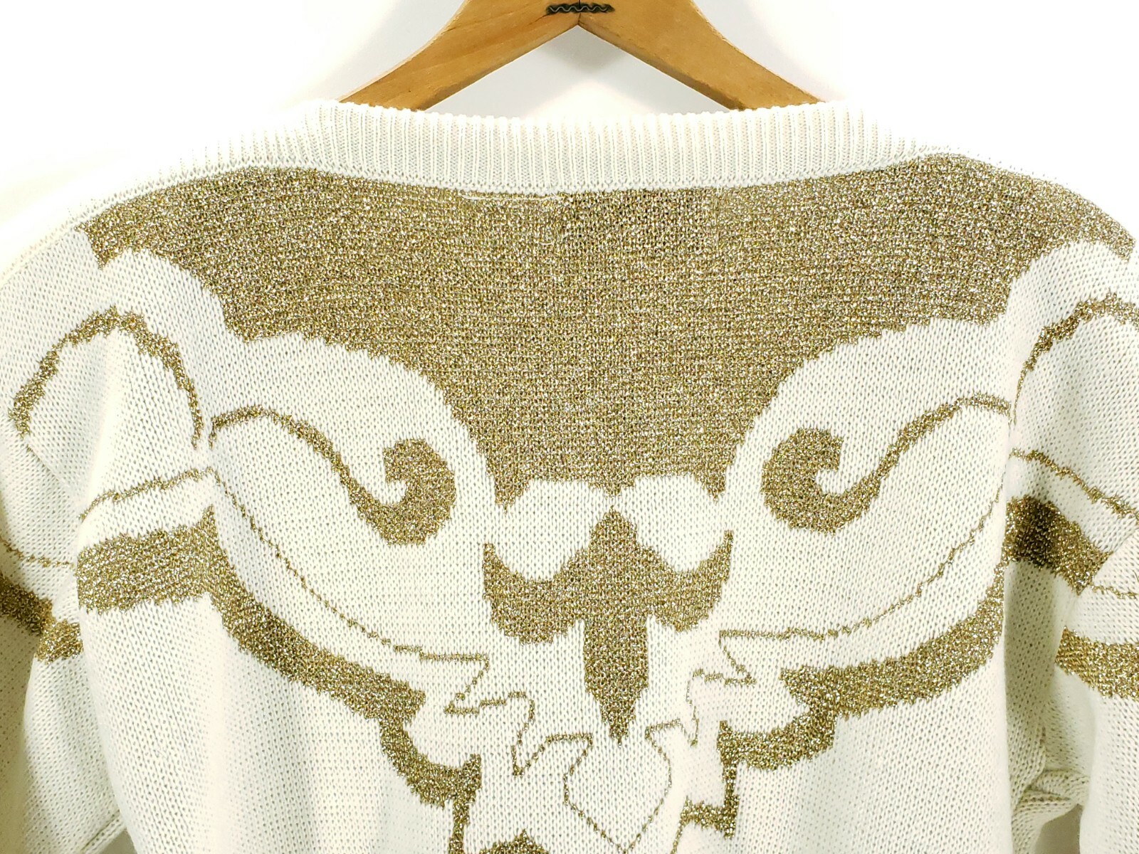 Vintage Maurada Sweater Women’s Large Cream Gold Design Retro Pullover