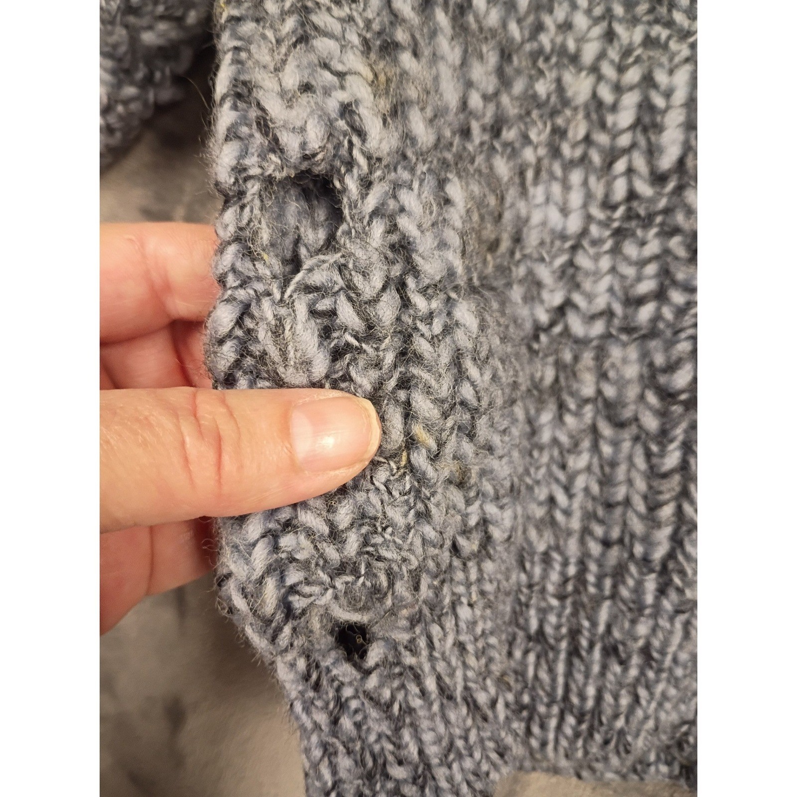 Kandel Cardigan Sweater Womens L Grey Virgin Wool Chunky Knit Vintage Portland