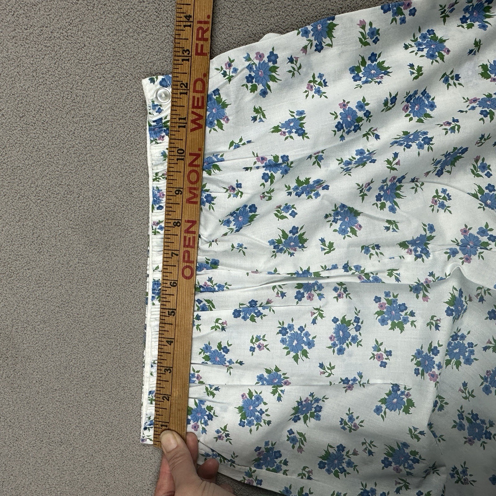 Vtg Dreamaway Pajama PJ Set Top & Pants Blue White Flowers Sanforized Sz 34