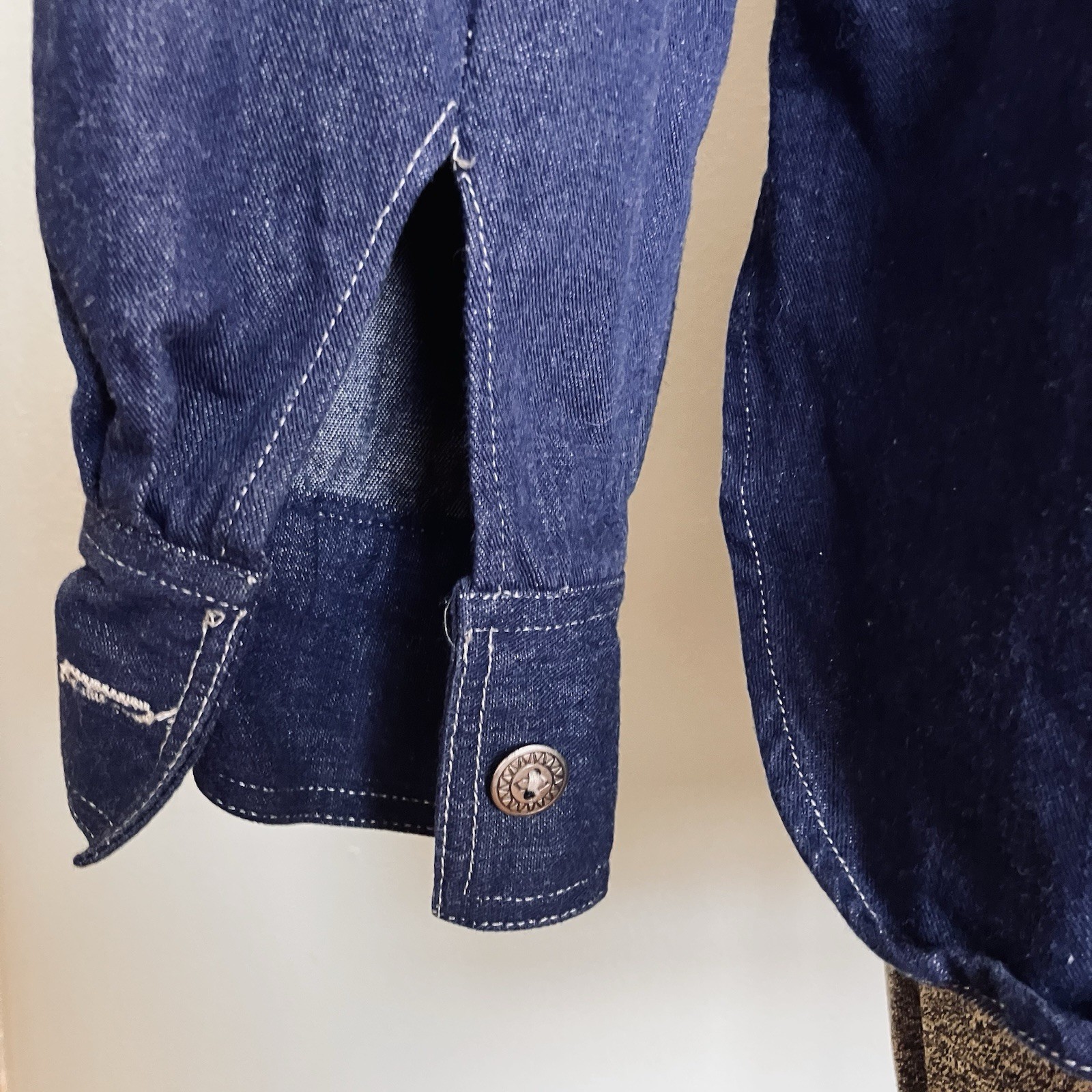 70s 80s Uptick Denim Lace-up Back Shirt Women’s Size Large 100% Cotton New
