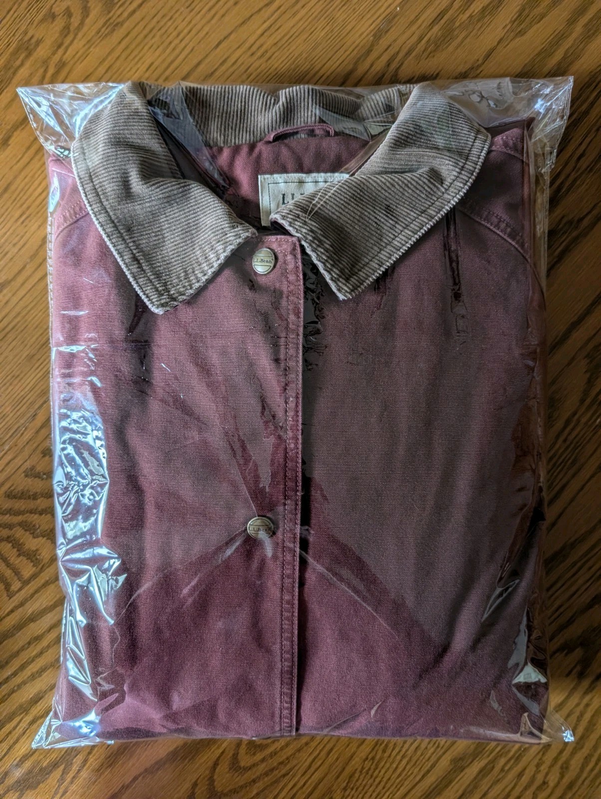 Vintage L.L. Bean Barn Duster Coat Canvas Corduroy Southwest Lined Burgundy XL