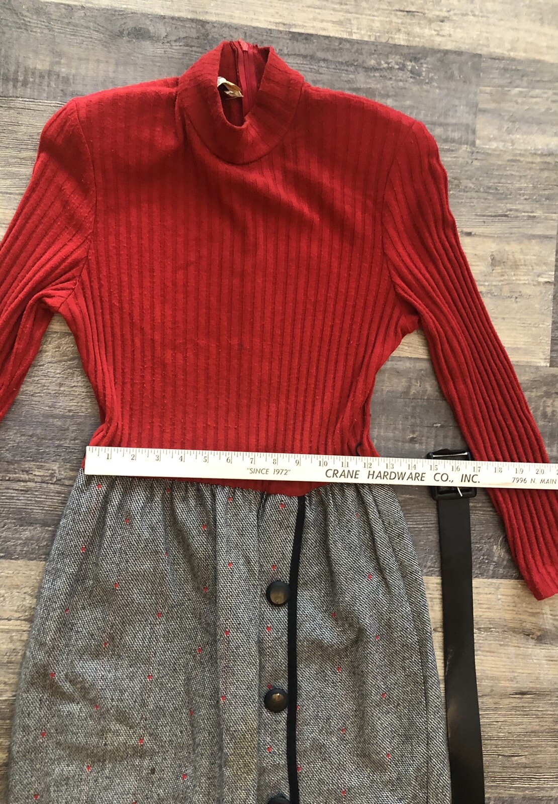 Vintage Caron Chicago Wool Blend Grey Twill Long Sleeve Dress And Jacket Set~S