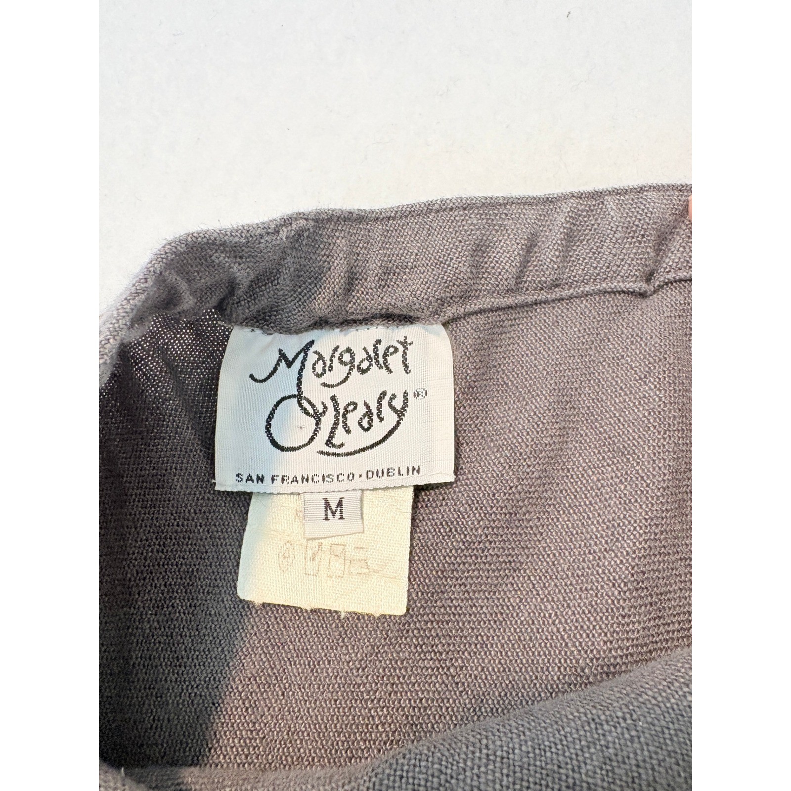 VTG Margaret O’Leary 100% Irish Linen Maxi Skirt Charcoal Gray Elastic Waist M