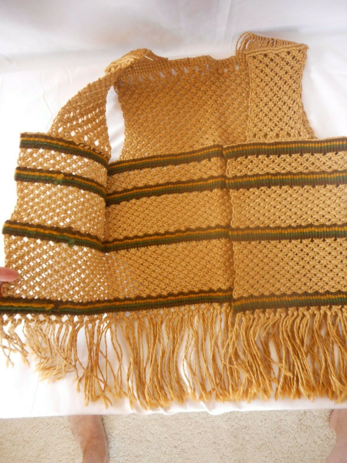 Vintage 1970’s Macrame Vest Hippy Sexy Boho Rock N Roll XS 30″ chst if closed