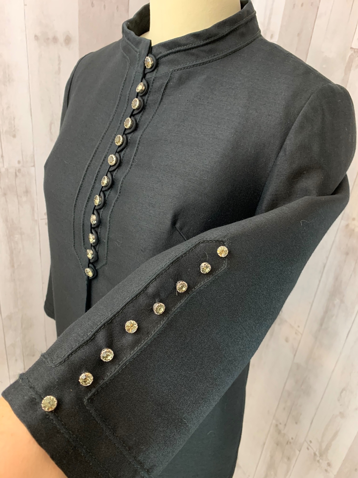 1950s Vintage COAT~Lilli Ann Paris~BLACK Cocktail L/XL Rhinestones