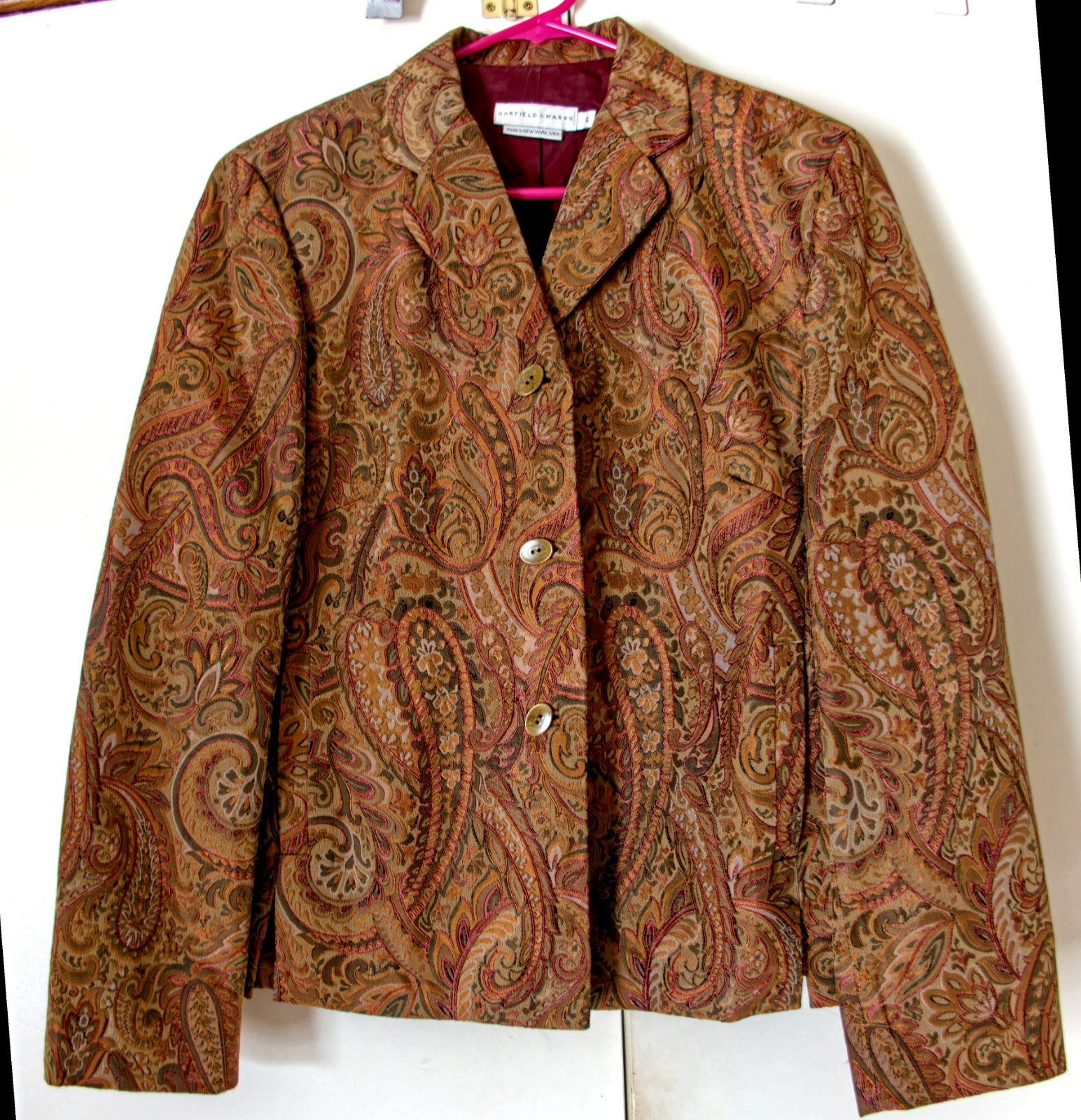 VTG Garfield & Marks Fully Lined Blazer Women’s Sz Small 6 Paisley Tapestry