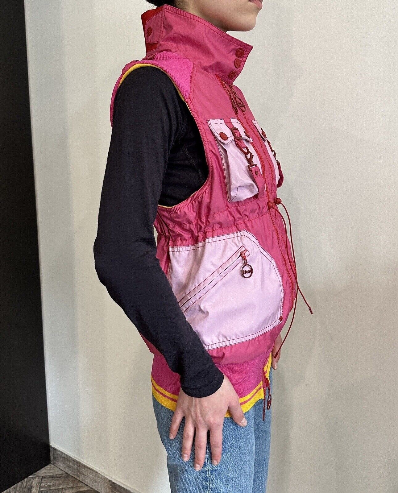 DDP Vintage Christian Dior Boutique Y2K Parachute Women Zip Vest Archive sz US8