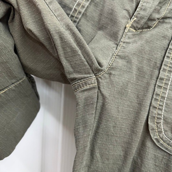 Vintage Bongo gray green cargo tie y2k cropped pocket cotton stretch capri pants