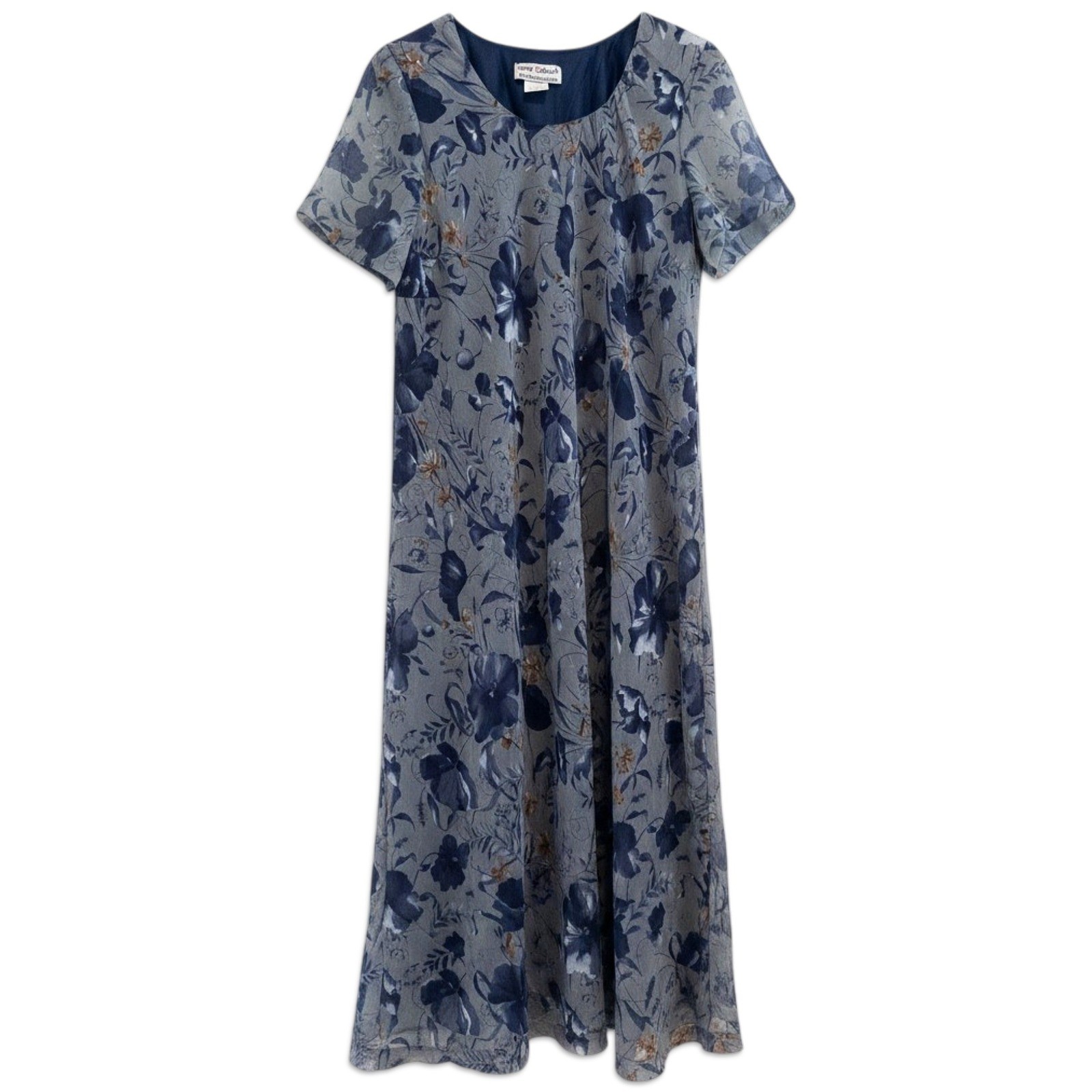 Vintage 90s Tracy Richards Dress Womens 18WP Gray Floral Chiffon Garden Party