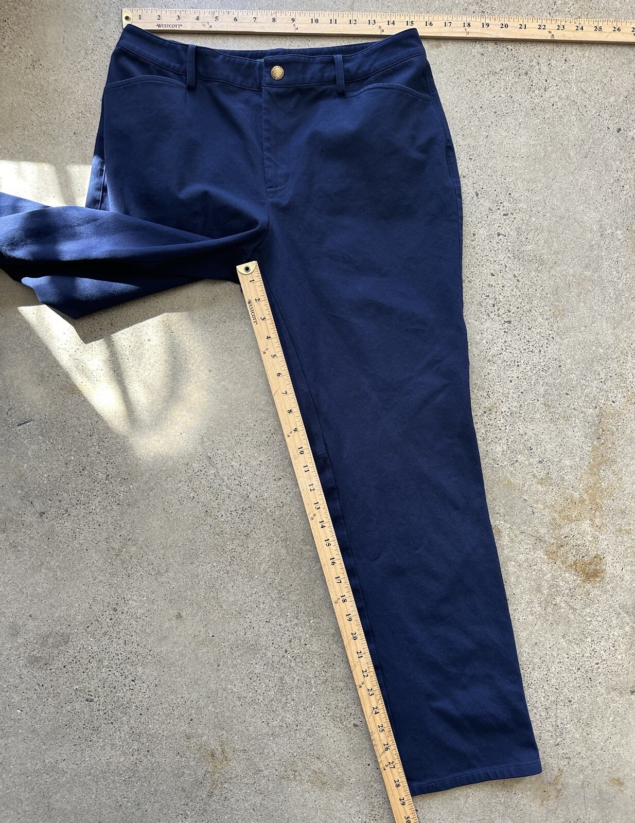Vintage Polo Ralph Lauren Navy Blue Cotton & Elastane Metal Button Pants Sz 10