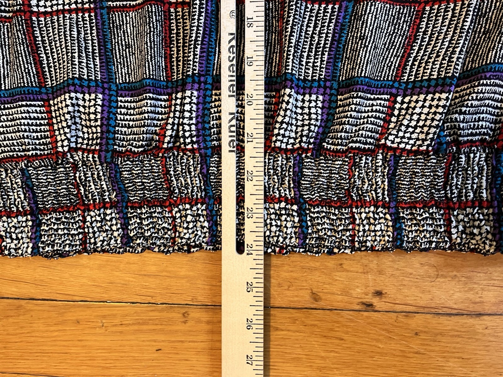 VINTAGE Starington Silk Blouse Skirt Scarf Set Women’s 12 Plaid Grey Blue 80s
