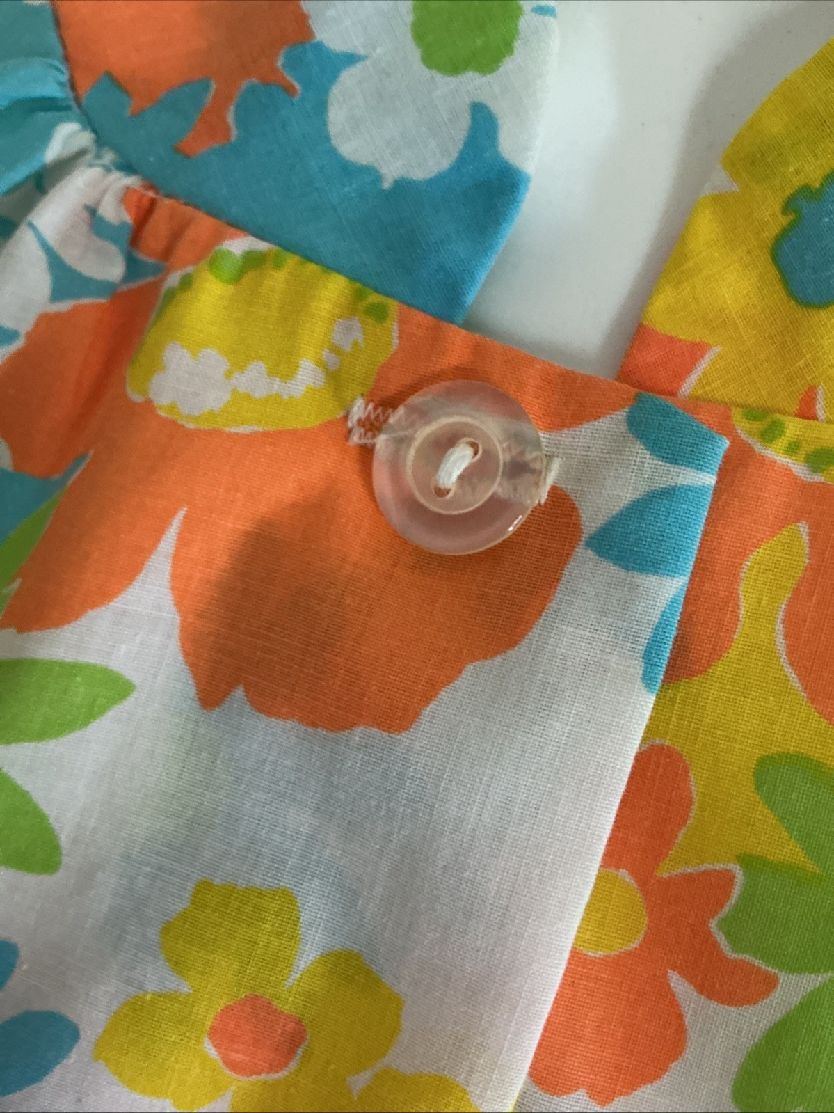 1960s Mod House Dress Sleeveless Button Front Flower Power Cotton Shift Dress