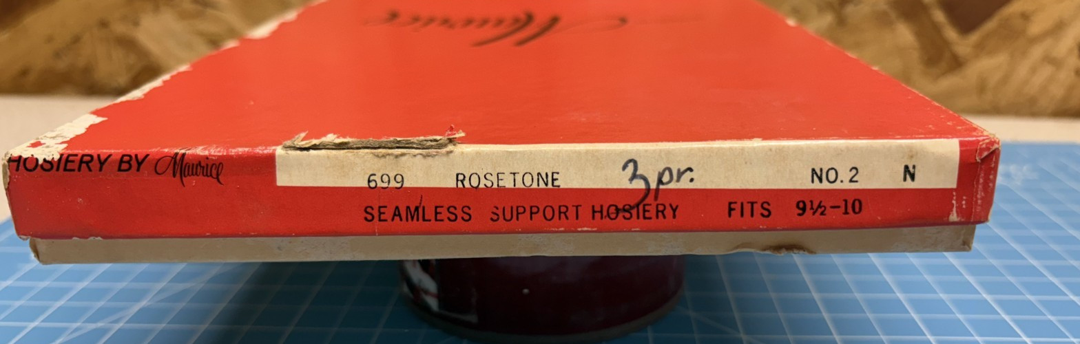 Vintage Maurice Rosetone Seamless Support Hosiery Size 9.5-10 w/ Original Box NO