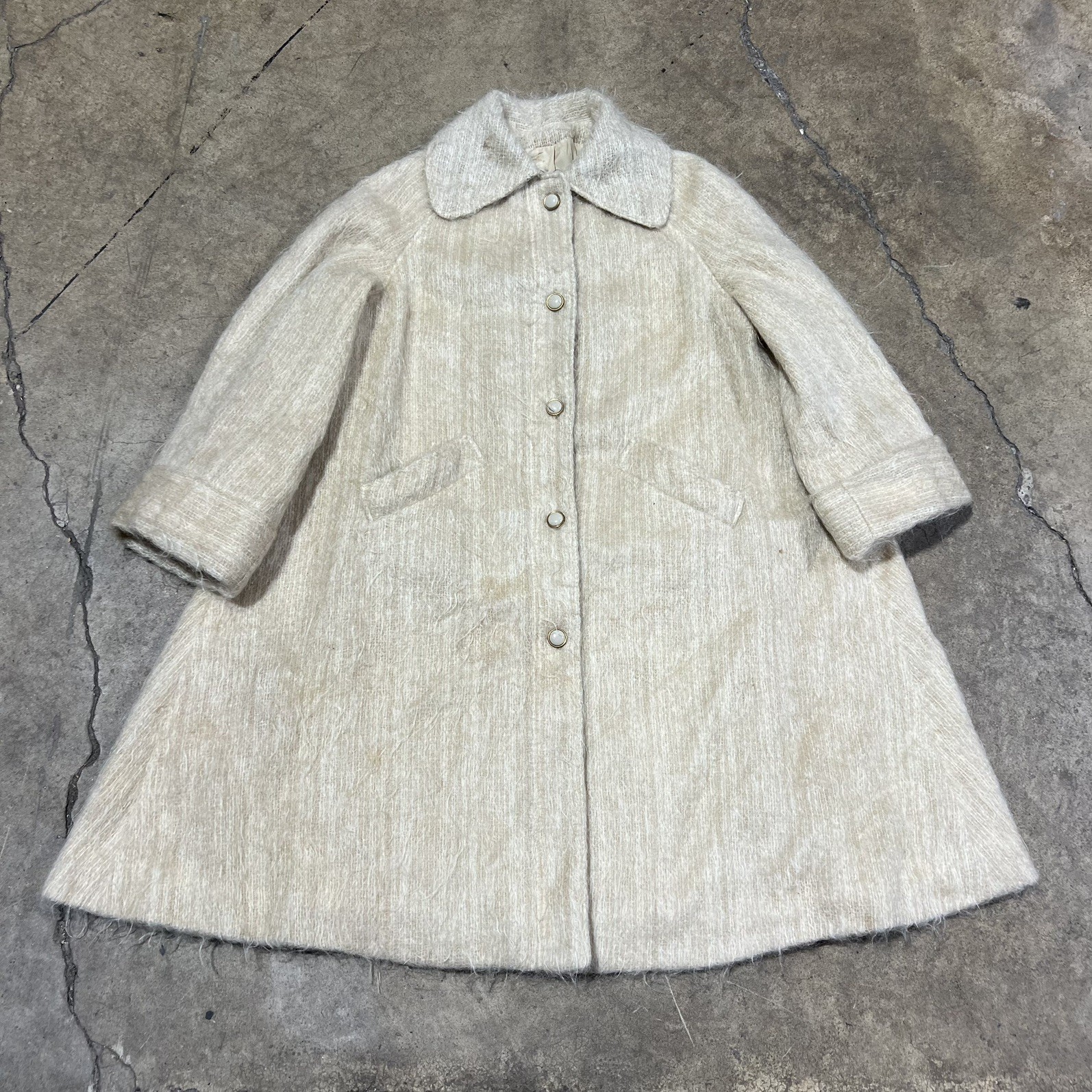 Vintage Neiman Marcus Mohair Blend Coat Union Made M/L Trench Coat 90s Long