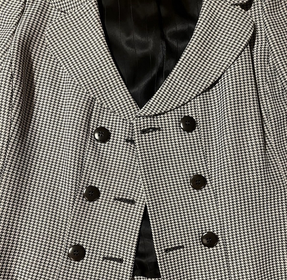 Armani Academia Baby Houndstooth Double Breasted Chic Silk Blend Designer Blazer