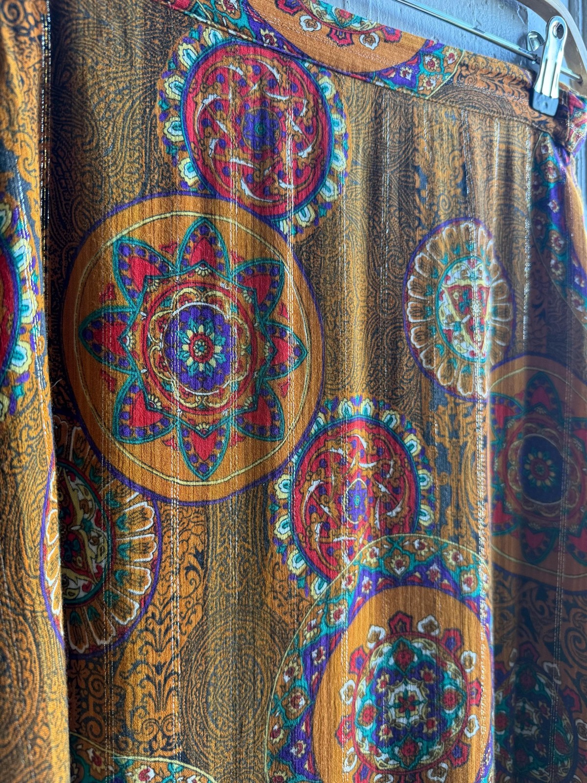 Vintage Desigual bohemian maxi skirt, high waist button down floral long skirt,S