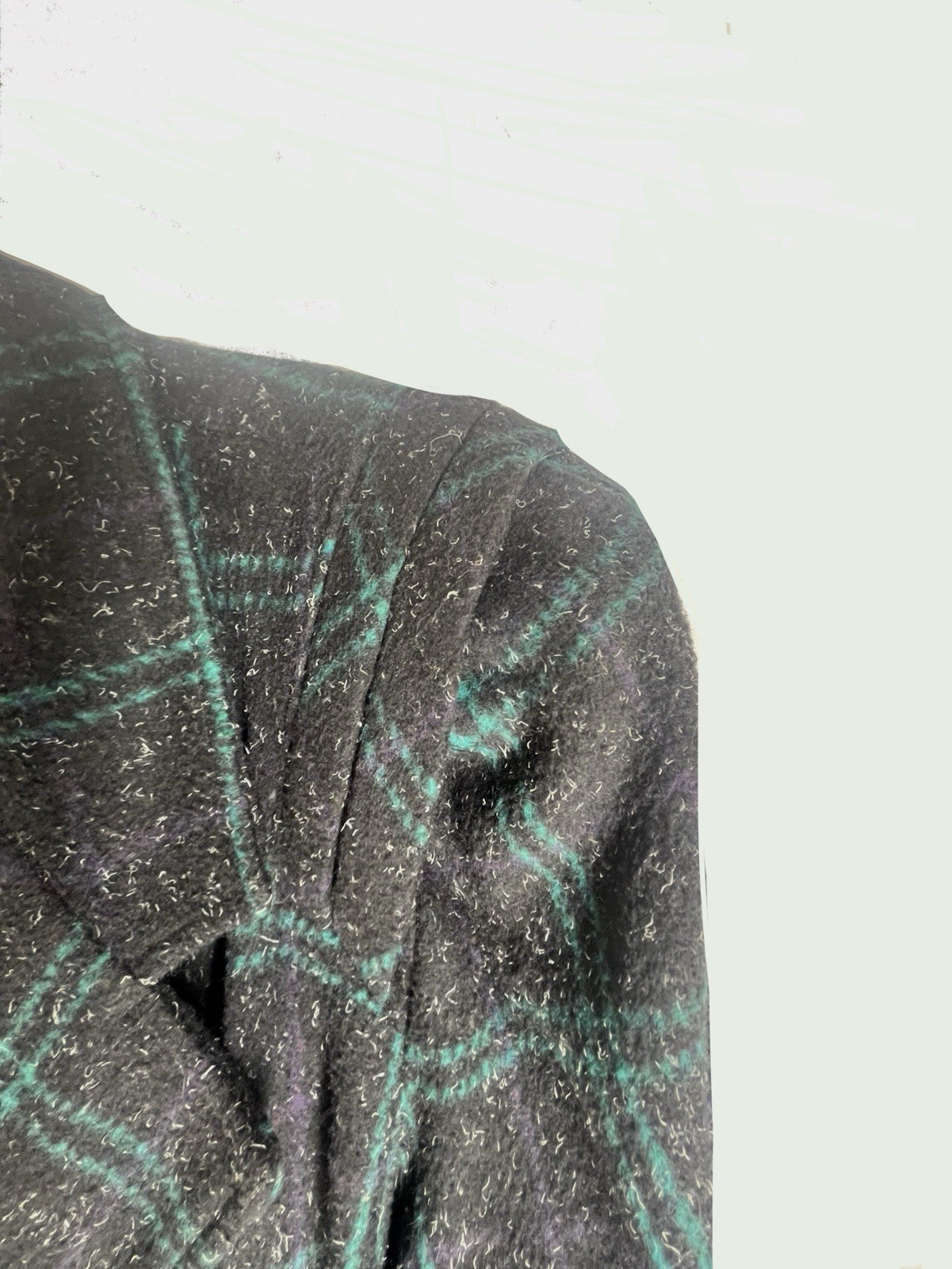 Blazer Size 18 Vintage 1980 Mariel shoulder pads Black And Green Wool Blend