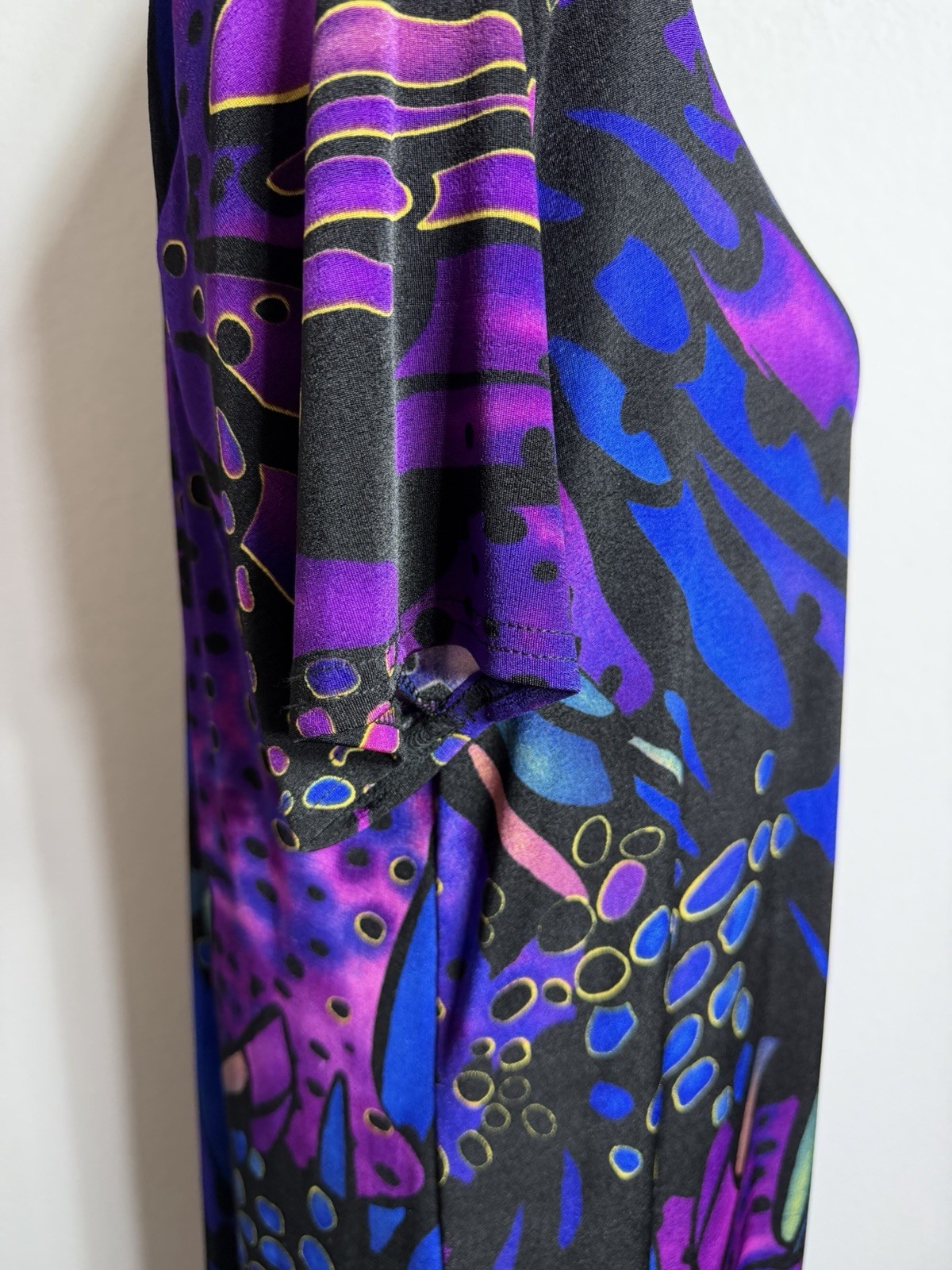 Vintage 90’s Jostar XL Vibrant Abstract Butterfly Slinky Maxi Dress Travel
