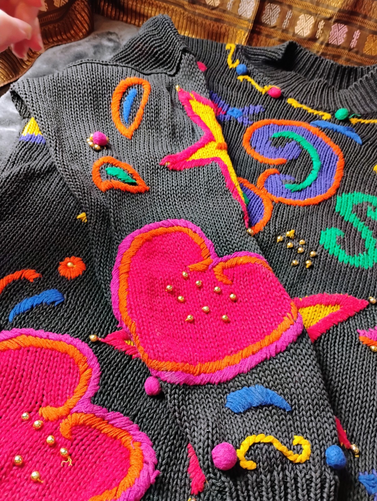 Vintage 90’s International Sportswear Co Woman’s Sweater Sz 2X Stars Hearts Rare