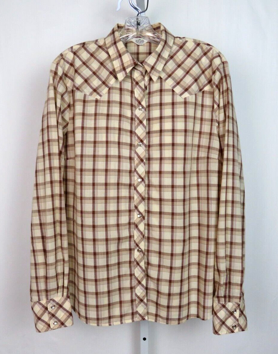 VTG 1960s 70s PRIOR WESTERNS DENVER WOMEN’S PEARL BUTTON SHIRT CHECKER PATTERN