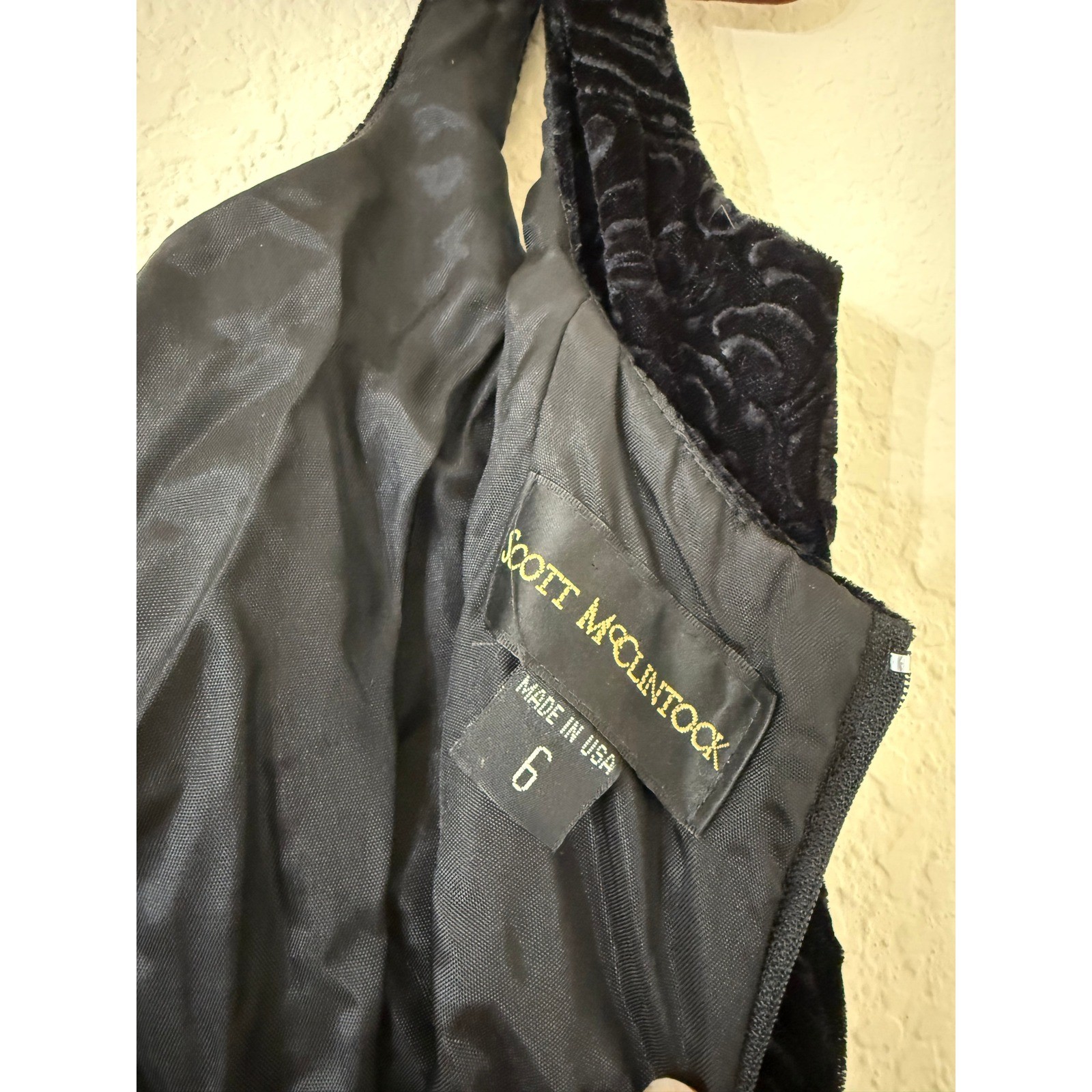 Scott McClintock Vintage Black Velvet Embossed Satin Ballgown Dress 6 Whimsigoth