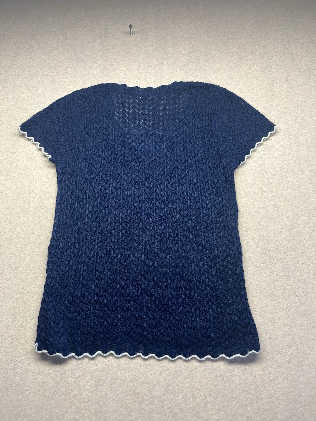 1960/70s Women’s Blu & Wht Sleeveless Knit Sweater