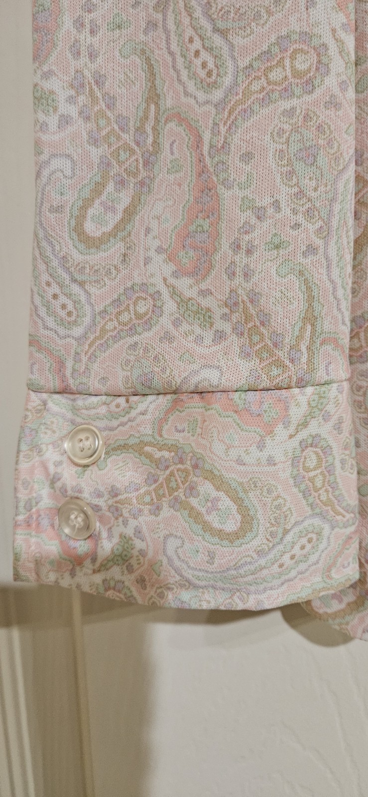 Vintage Jane Colby Sz 9/10 Pink/ Cream Paisley Long Sleeve Blouse Polyester