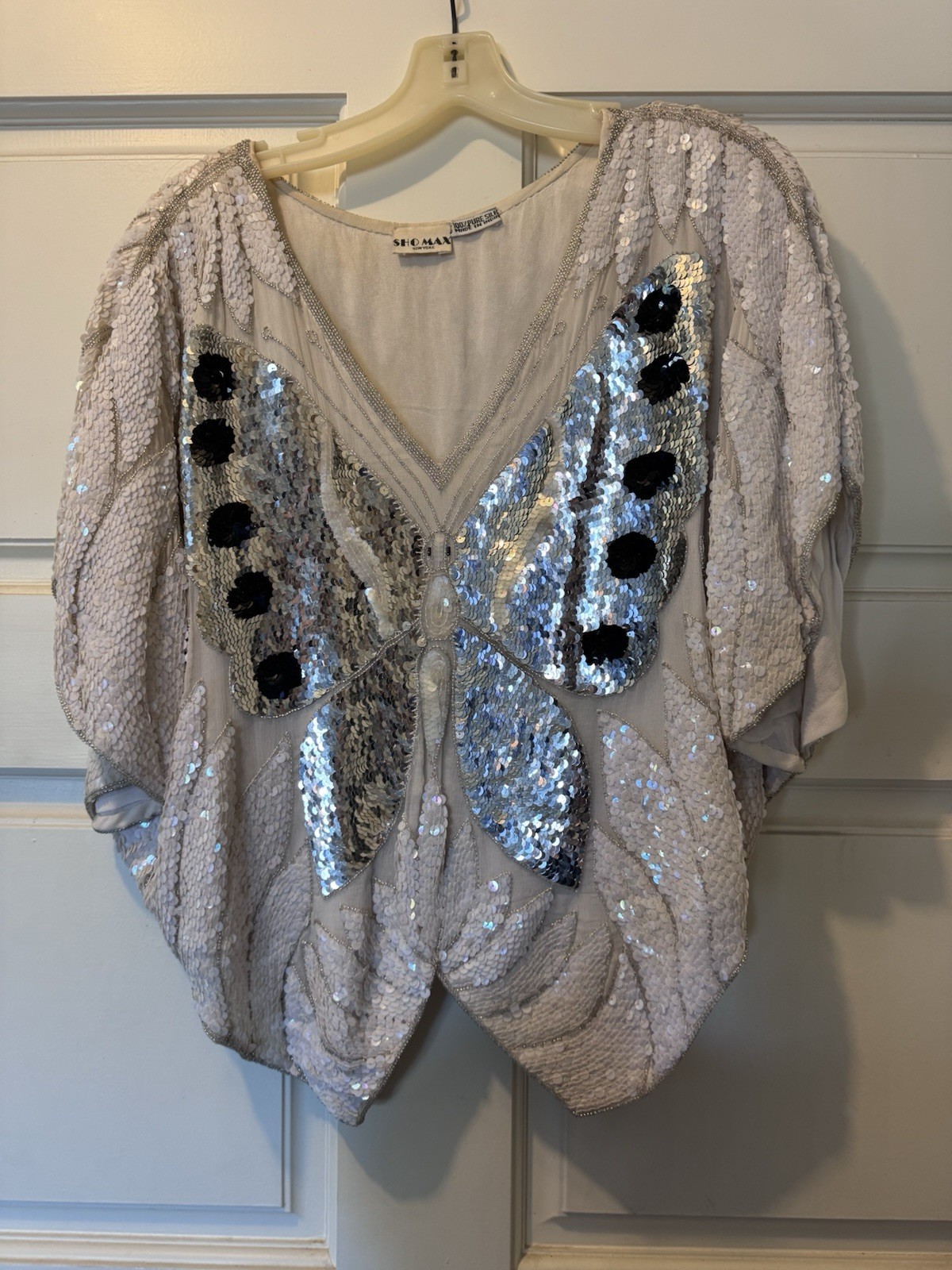 Sho Max New York Top Women’s SM/MED Metallic Sequins Beaded Glam Vintage Retro