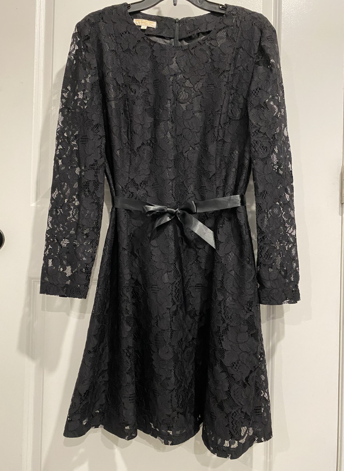 Vintage Womens Dress BROOKS BROTHERS Black Lace Overlay Cocktail Old Money Sz 14