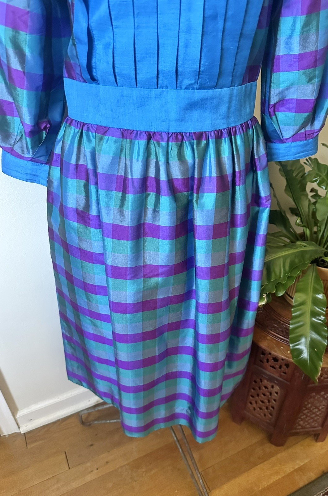 Vintage 60’s Gingham Thai Silk Dress