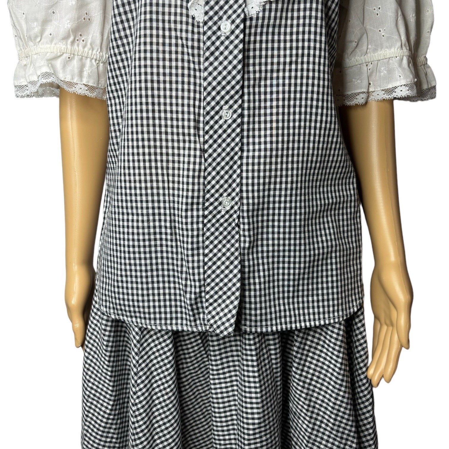 JERI BEE Western Prairie Square Dance Blouse & Skirt Gingham Womens Size M