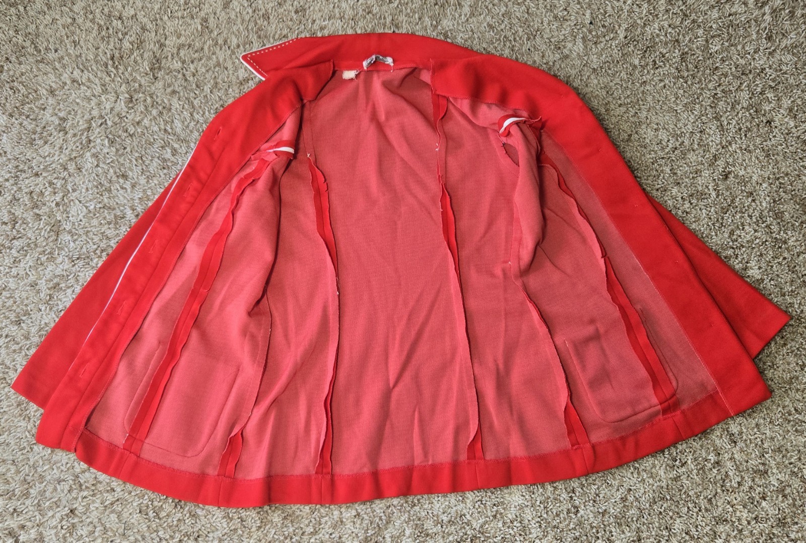 Vintage 60s 70s Retro Mod Hippie Shirt Blouse Top Small Granny Red Stitching