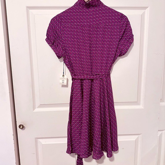 I LOVE H81 | Dress | High Collar Ruffle Dress in Magenta | Coquette
